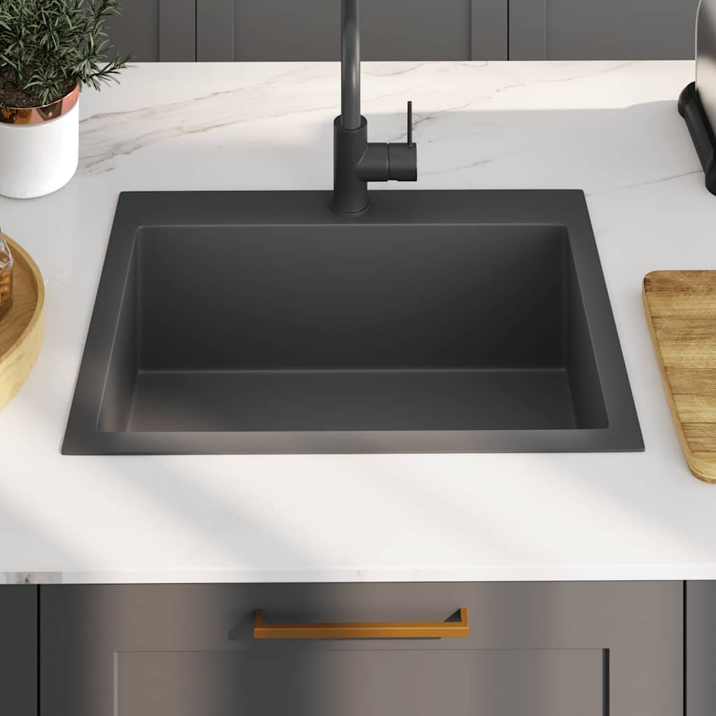 Puits vidaxl à la main en acier inoxydable noir