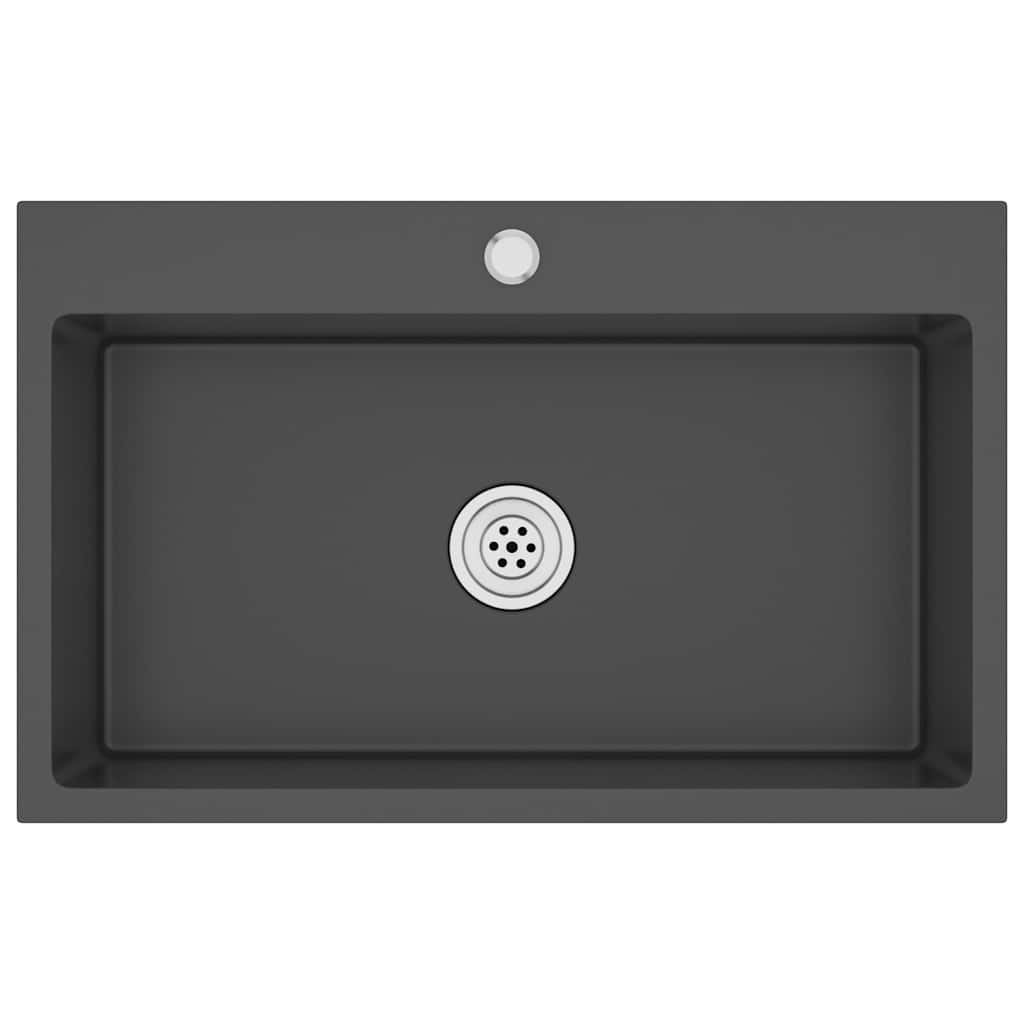 Puits vidaxl à la main en acier inoxydable noir