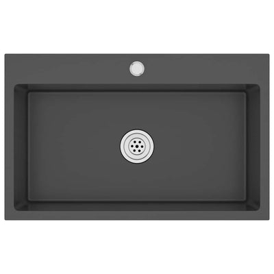 Puits vidaxl à la main en acier inoxydable noir