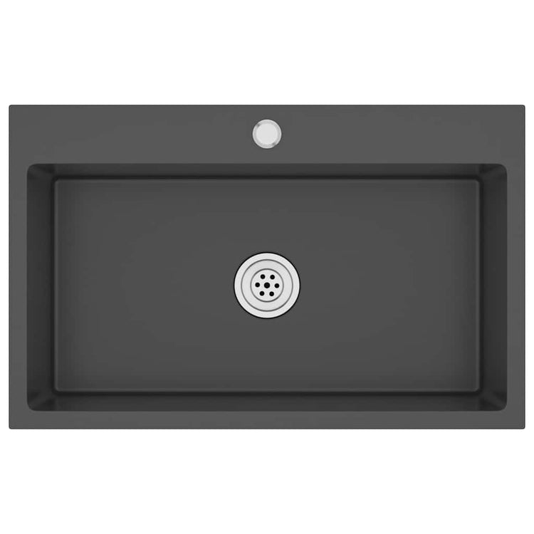 Puits vidaxl à la main en acier inoxydable noir