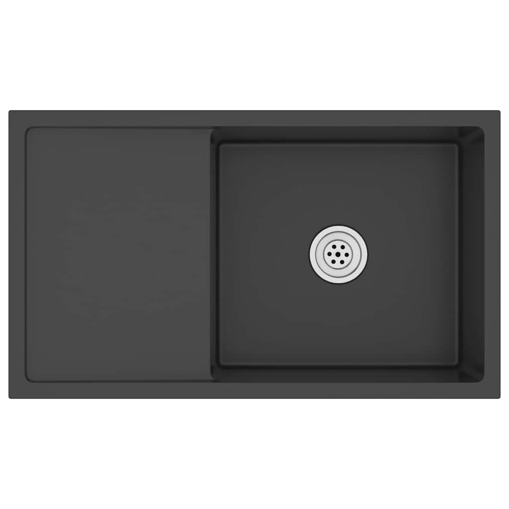 Puits vidaxl à la main en acier inoxydable noir