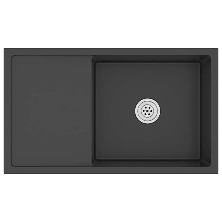 Puits vidaxl à la main en acier inoxydable noir