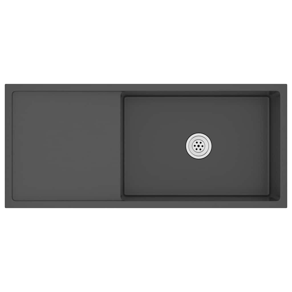 Puits vidaxl à la main en acier inoxydable noir