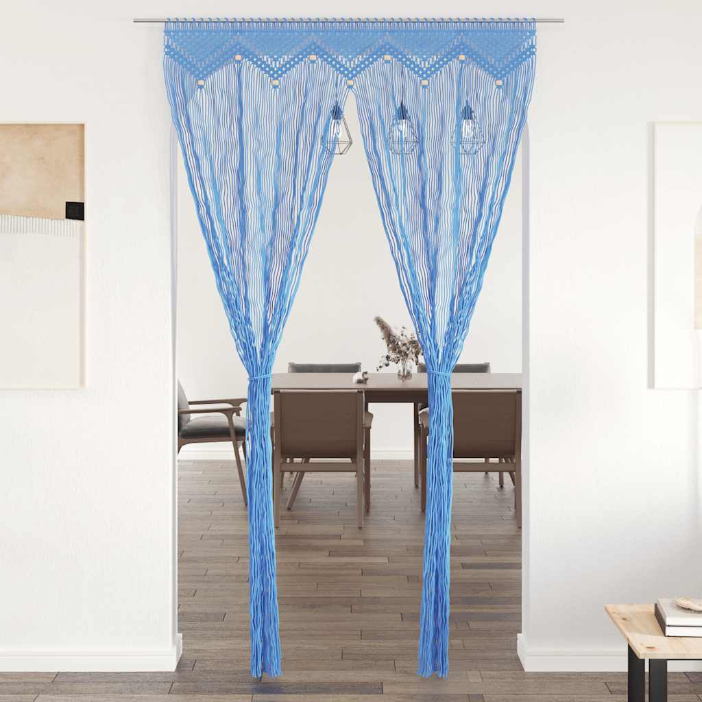 Vidaxl rideau macramé 140x240 cm Coton bleu
