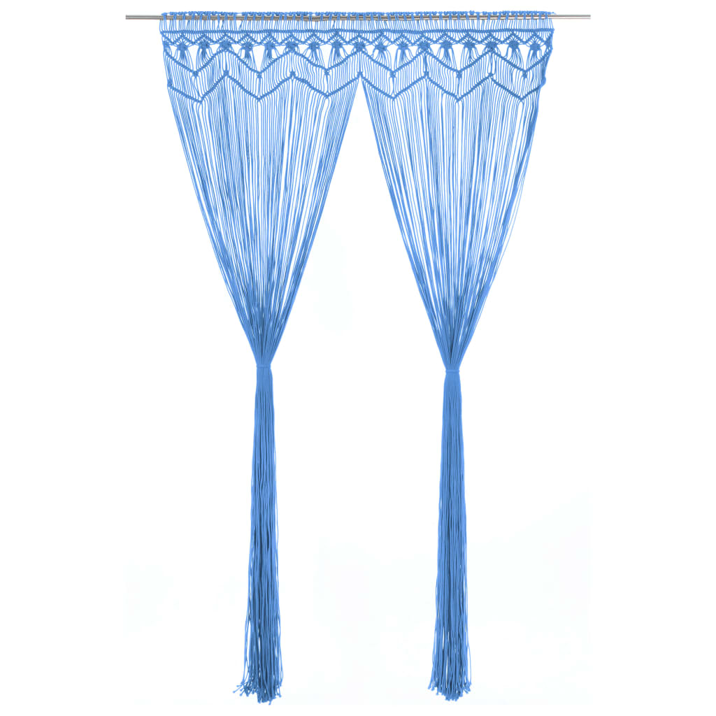 Vidaxl rideau macramé 140x240 cm Coton bleu