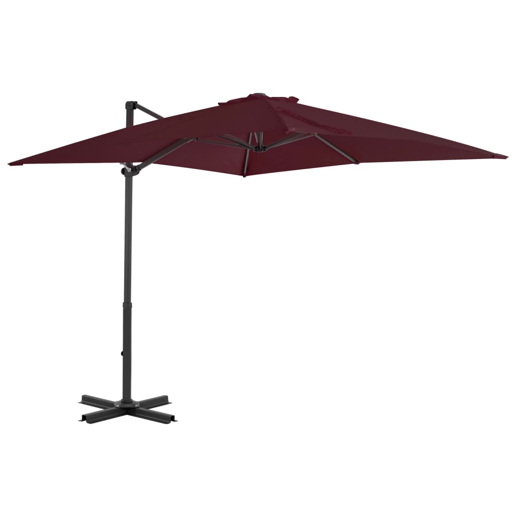 Vidaxl Parasol flottant avec poteau en aluminium 250x250 cm rouge bordeaux