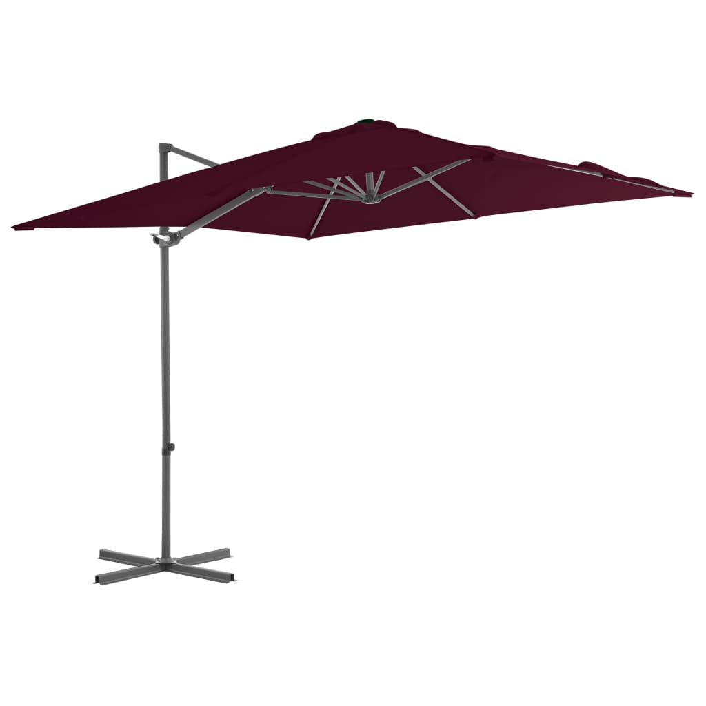 Vidaxl Parasol flottant avec poteau en acier 250x250 cm rouge bordeaux
