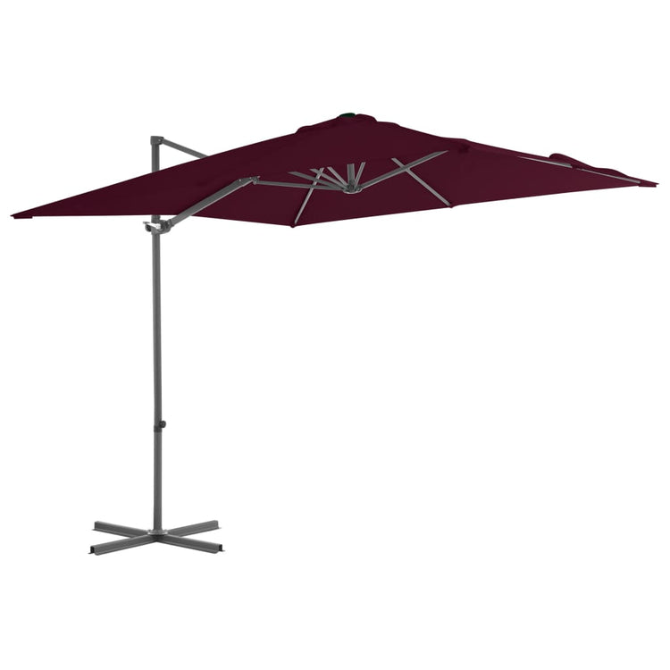 Vidaxl Parasol flottant avec poteau en acier 250x250 cm rouge bordeaux