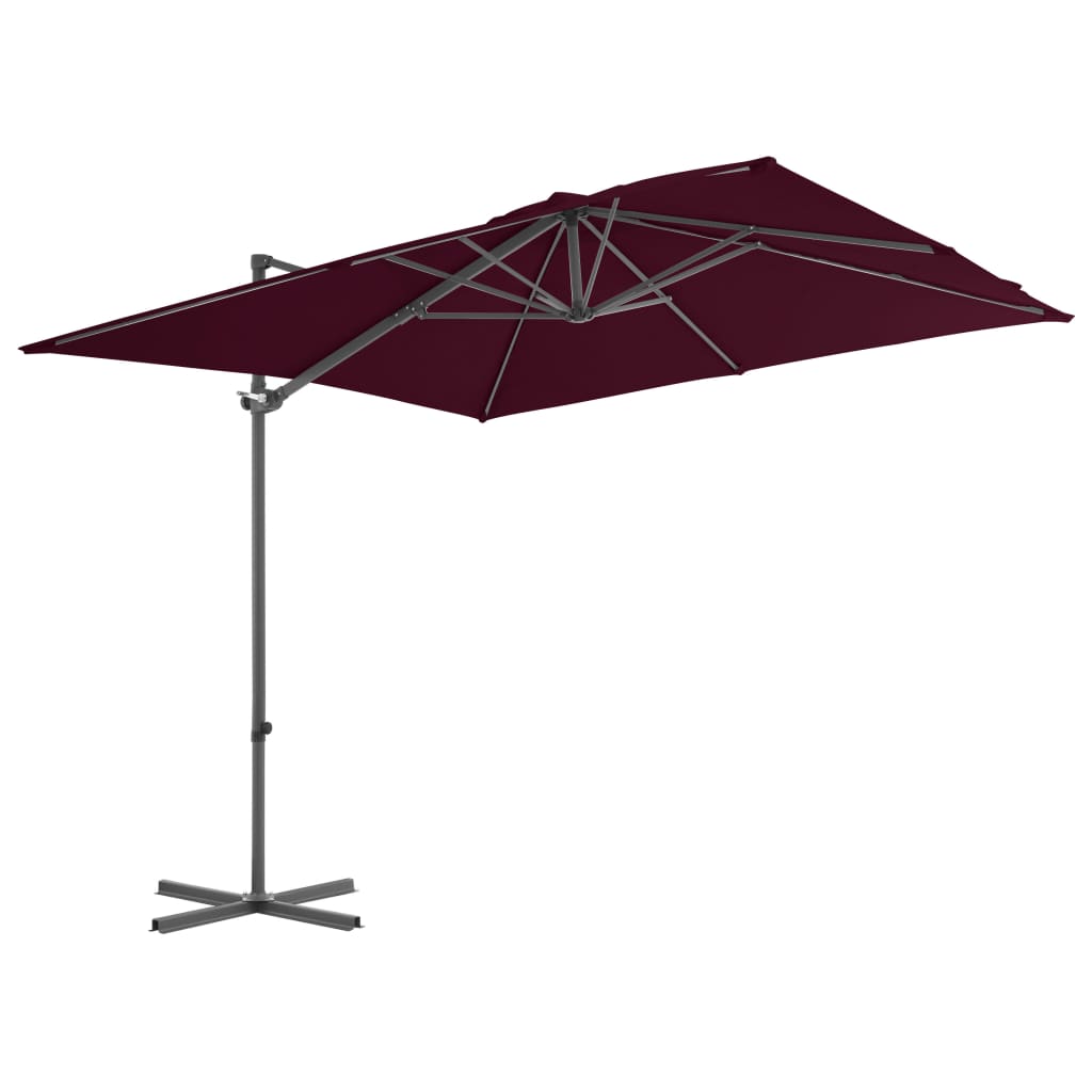 Vidaxl Parasol flottant avec poteau en acier 250x250 cm rouge bordeaux