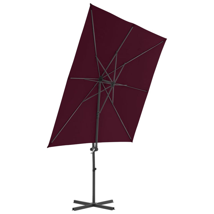 Vidaxl Parasol flottant avec poteau en acier 250x250 cm rouge bordeaux