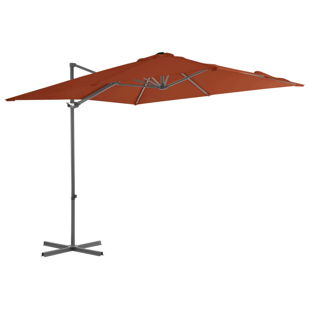 Vidaxl Parasol flottant avec poteau en acier 250x250 cm en terre cuite -colored