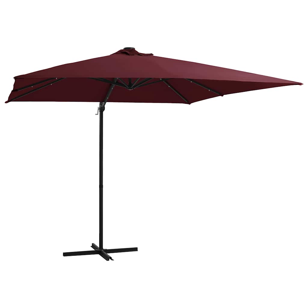 Parasol flottant vidaxl avec éclairage LED 250x250 cm rouge Bordeaux
