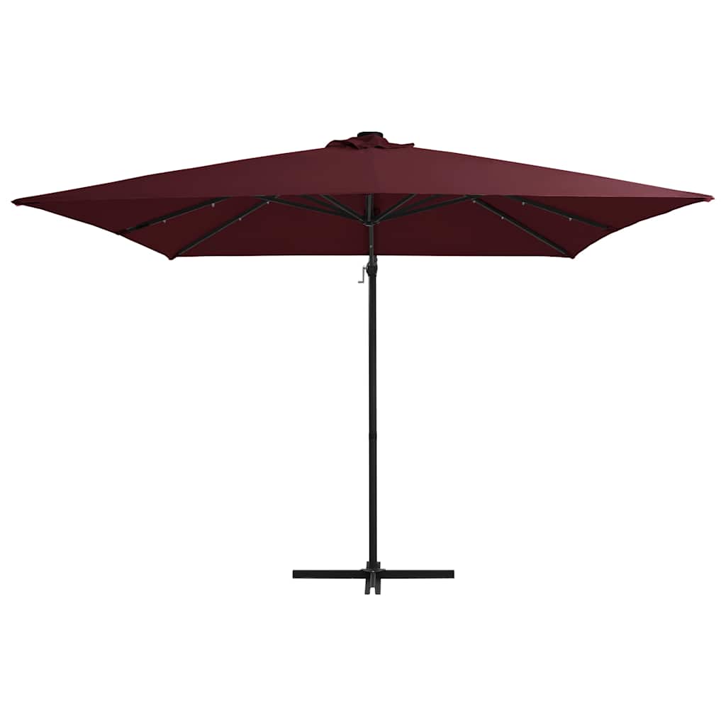 Parasol flottant vidaxl avec éclairage LED 250x250 cm rouge Bordeaux