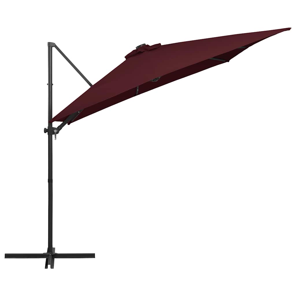 Parasol flottant vidaxl avec éclairage LED 250x250 cm rouge Bordeaux