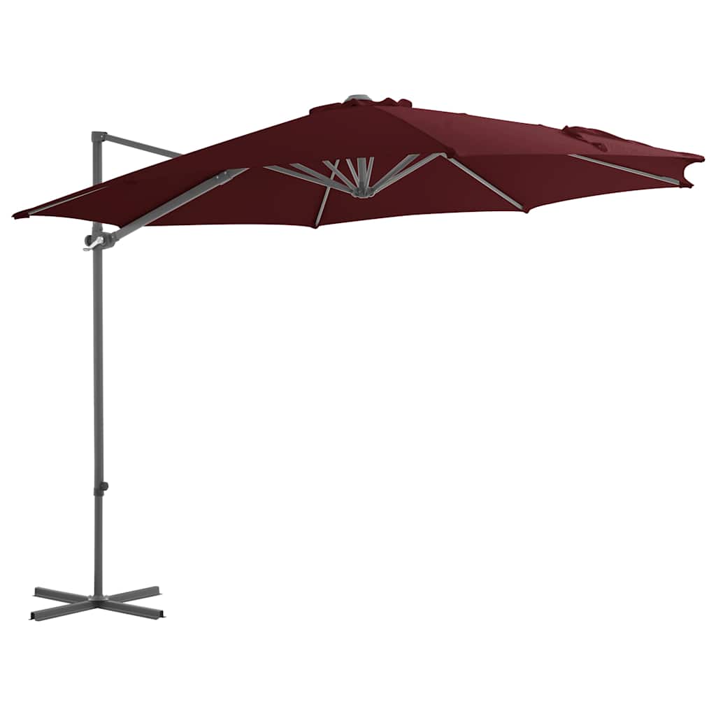 Vidaxl Parasol flottant avec poteau en acier 300 cm Bordeaux rouge