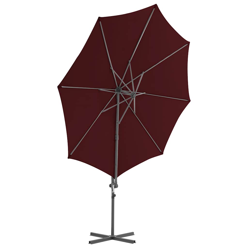 Vidaxl Parasol flottant avec poteau en acier 300 cm Bordeaux rouge
