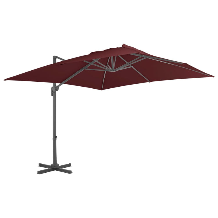 Vidaxl Parasol flottant avec poteau en aluminium 400x300 cm rouge borgogne