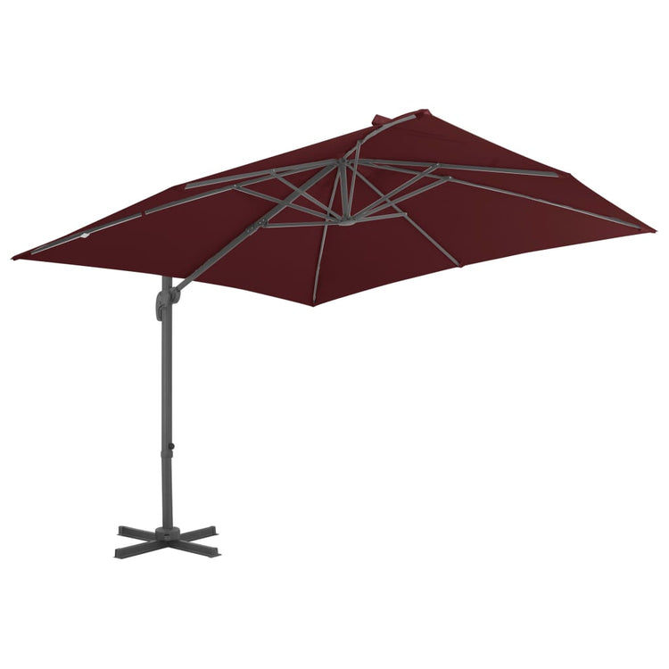 Vidaxl Parasol flottant avec poteau en aluminium 400x300 cm rouge borgogne
