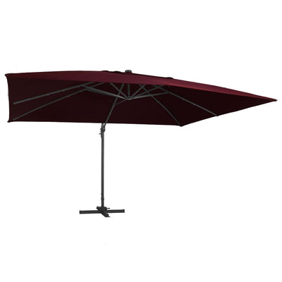 Parasol flottant vidaxl avec éclairage LED 400x300 cm Bordeaux rouge