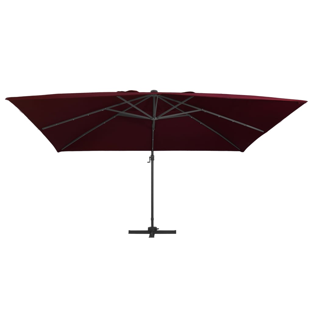 Parasol flottant vidaxl avec éclairage LED 400x300 cm Bordeaux rouge