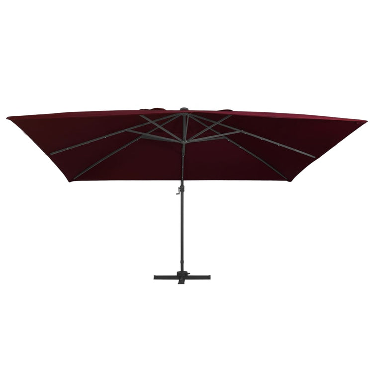 Parasol flottant vidaxl avec éclairage LED 400x300 cm Bordeaux rouge