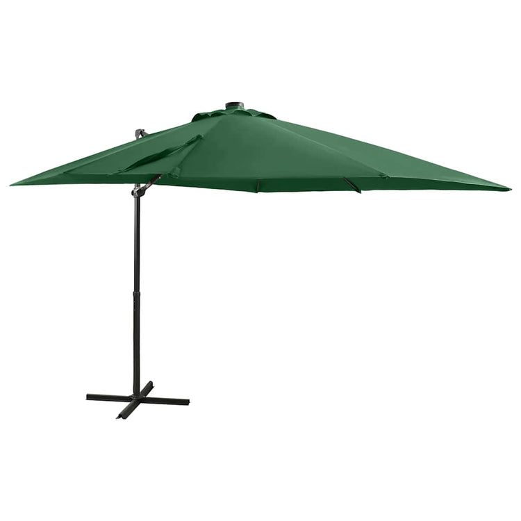 Vidaxl Parasol flottant avec poteau et éclairage LED 250 cm vert