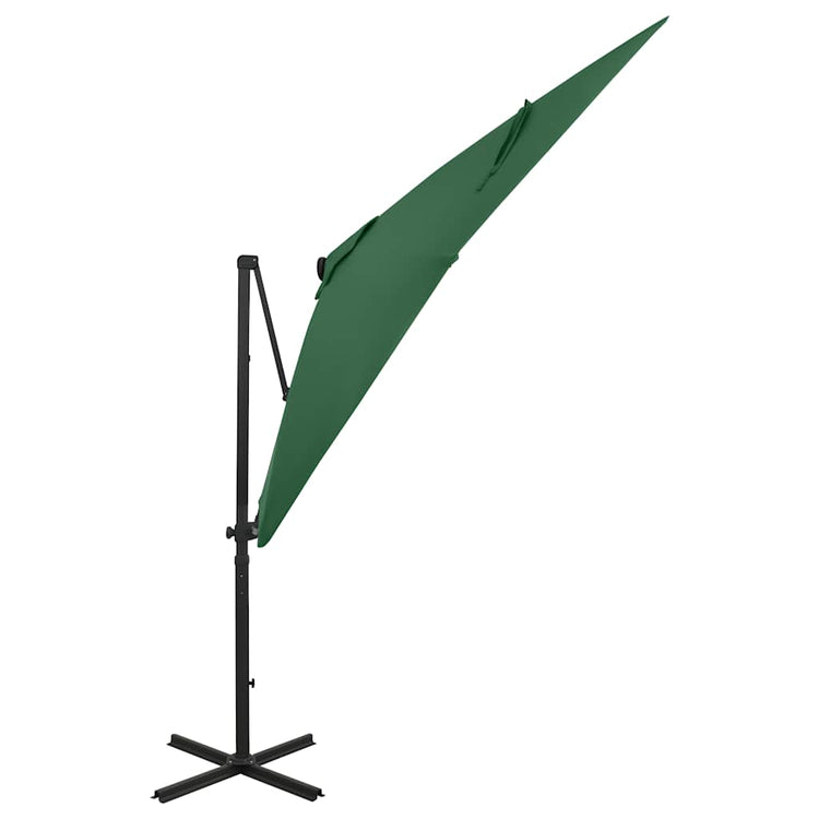 Vidaxl Parasol flottant avec poteau et éclairage LED 250 cm vert