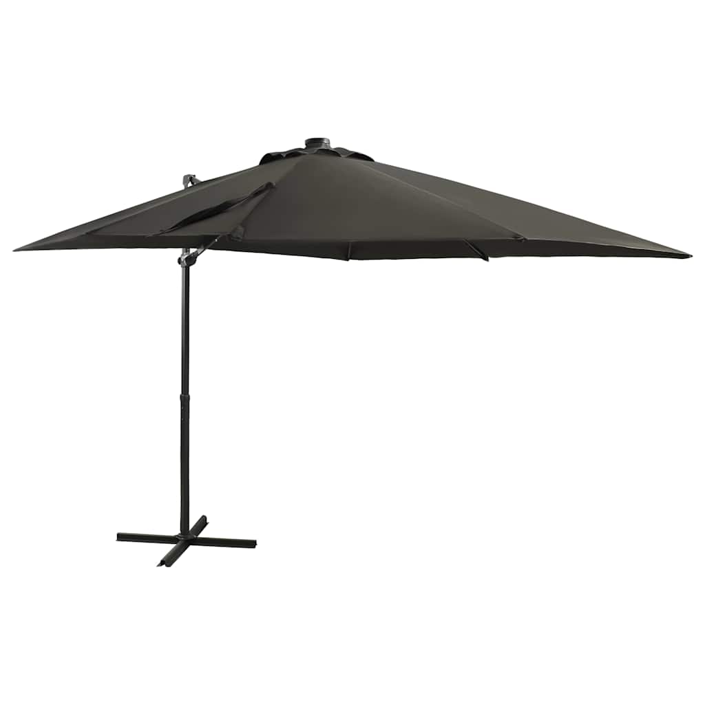 Vidaxl Parasol flottant avec poteau et éclairage LED Couleur anthracite de 250 cm