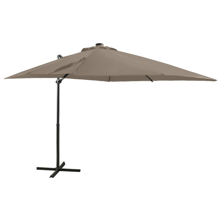 Vidaxl Parasol flottant avec poteau et éclairage LED 250 cm taupe