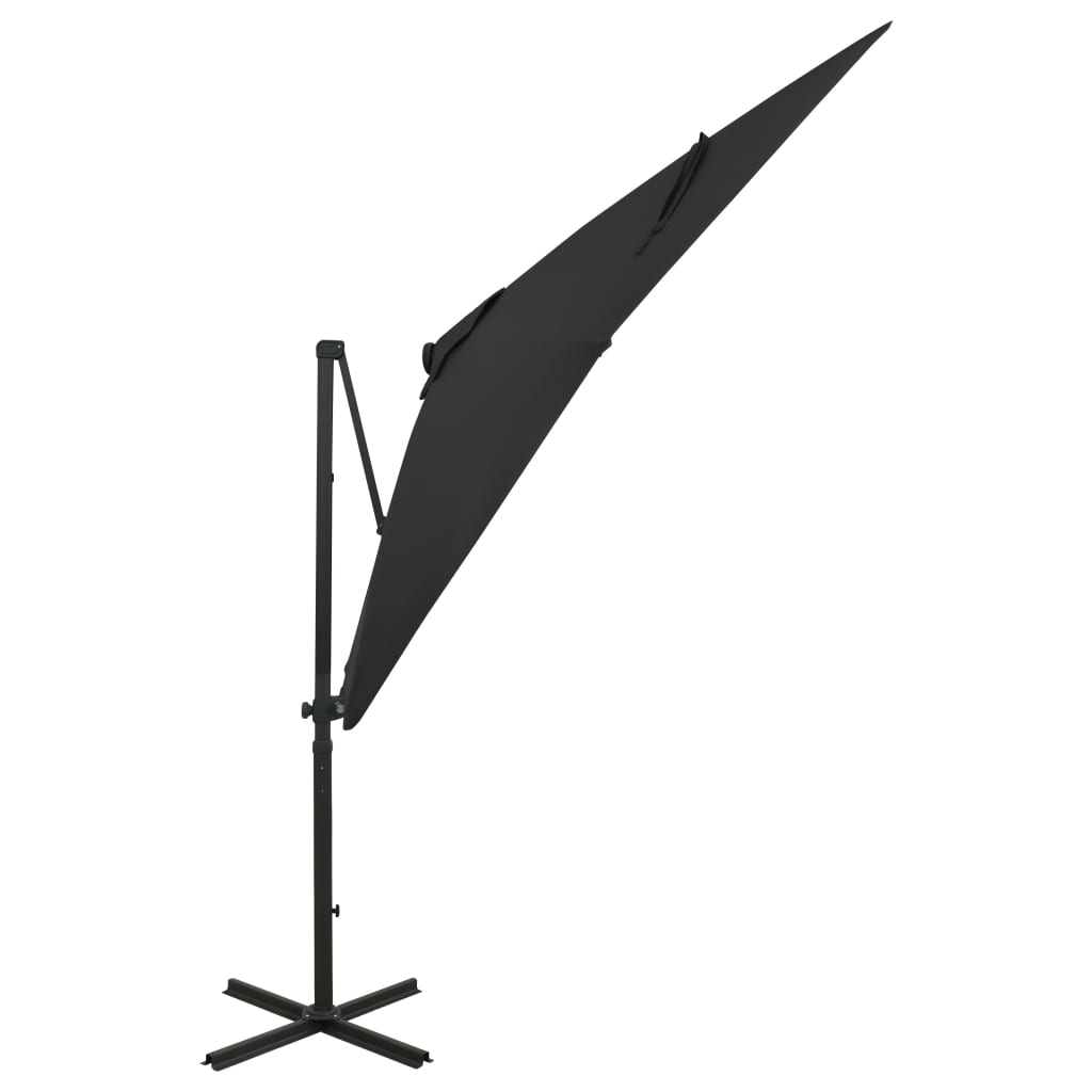 Vidaxl Parasol flottant avec poteau et éclairage LED 250 cm noir