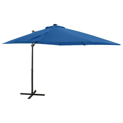 Vidaxl Parasol flottant avec poteau et éclairage LED 250 cm bleu azure
