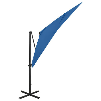 Vidaxl Parasol flottant avec poteau et éclairage LED 250 cm bleu azure