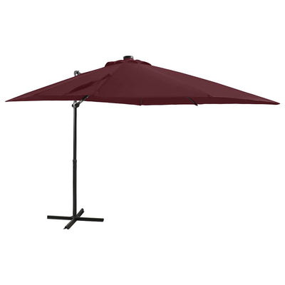 Vidaxl Parasol flottant avec poteau et éclairage LED 250 cm Bordeaux rouge