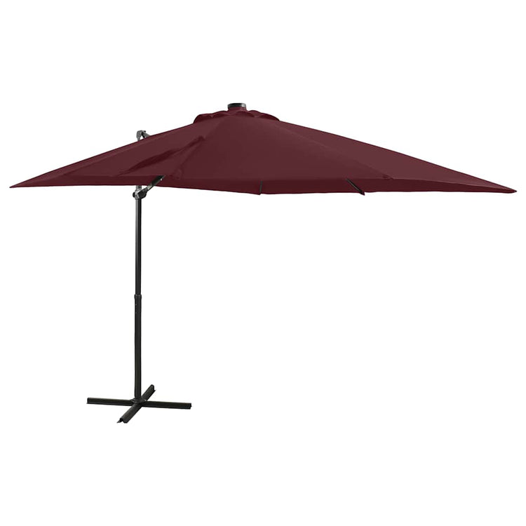 Vidaxl Parasol flottant avec poteau et éclairage LED 250 cm Bordeaux rouge