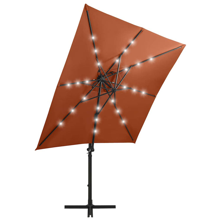 Vidaxl Parasol flottant avec poteau et éclairage LED Couleur en terre cuite de 250 cm
