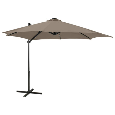 Vidaxl Parasol flottant avec poteau et éclairage LED 300 cm Taupe