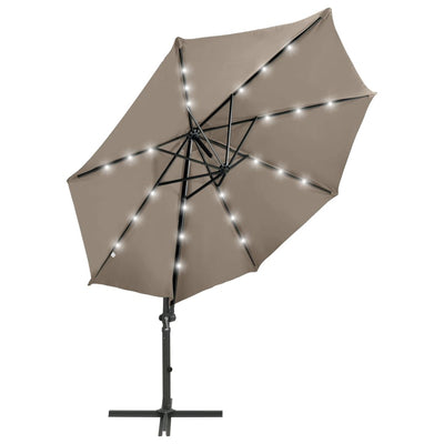 Vidaxl Parasol flottant avec poteau et éclairage LED 300 cm Taupe