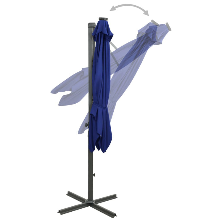 Vidaxl Parasol flottant avec poteau et éclairage LED 300 cm bleu azure