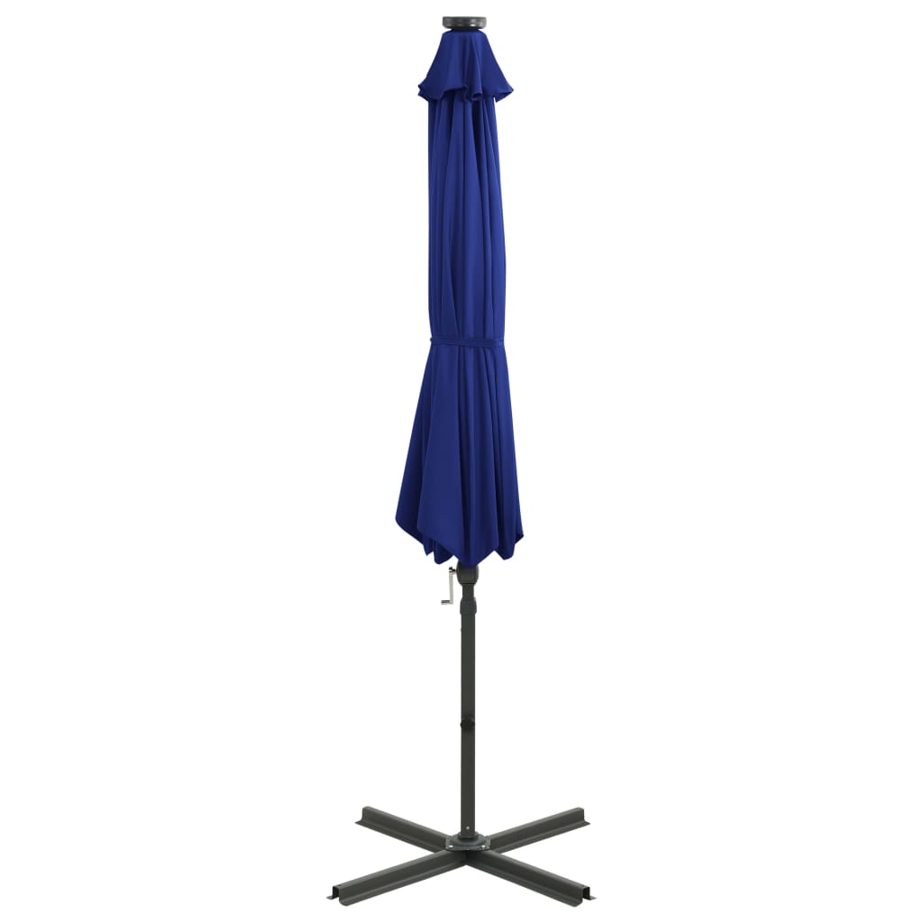 Vidaxl Parasol flottant avec poteau et éclairage LED 300 cm bleu azure