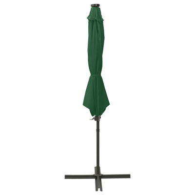 Vidaxl Parasol flottant avec poteau et éclairage LED 300 cm vert