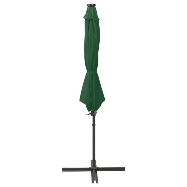 Vidaxl Parasol flottant avec poteau et éclairage LED 300 cm vert