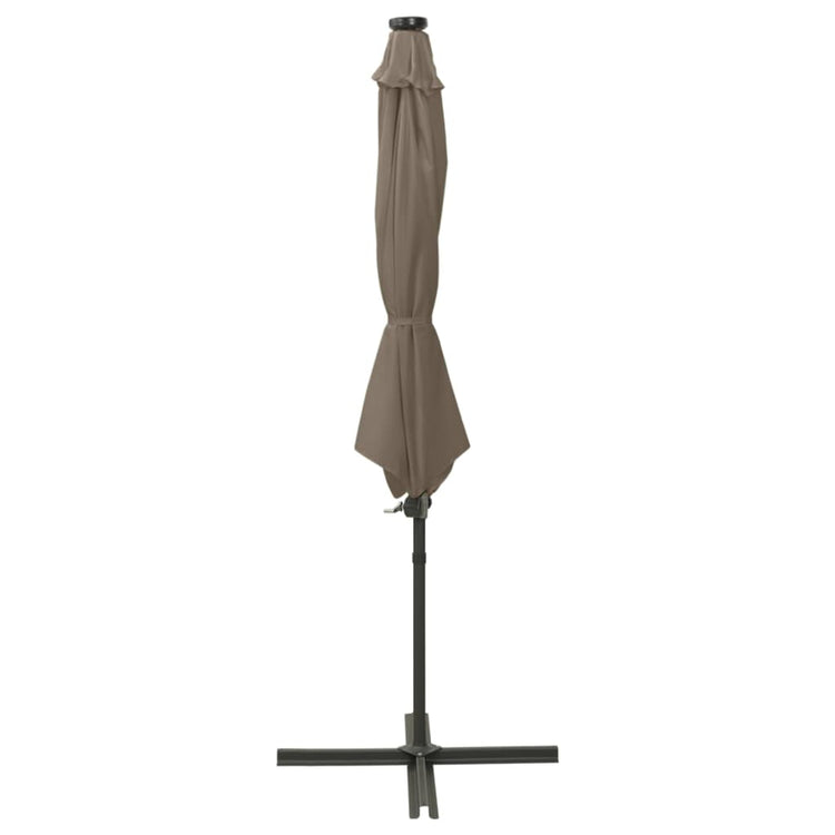 Vidaxl Parasol flottant avec poteau et éclairage LED 300 cm Taupe