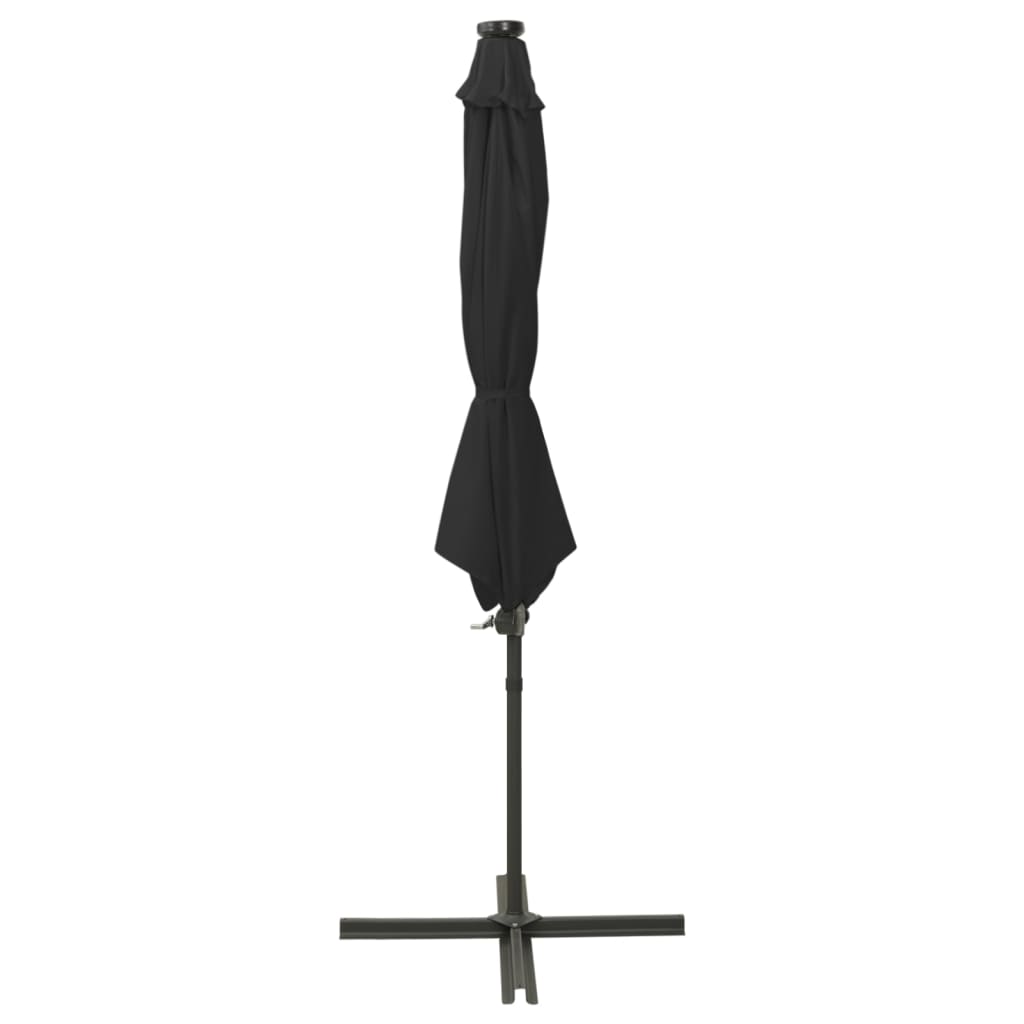 Vidaxl Parasol flottant avec poteau et éclairage LED 300 cm noir