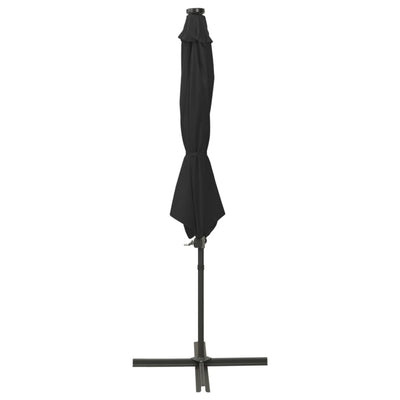 Vidaxl Parasol flottant avec poteau et éclairage LED 300 cm noir