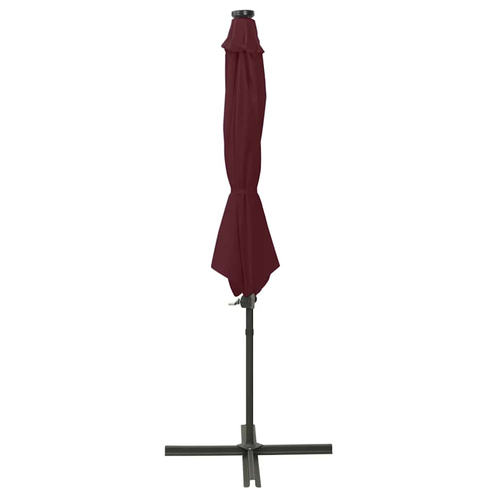 Vidaxl Parasol flottant avec poteau et éclairage LED 300 cm Bordeaux rouge