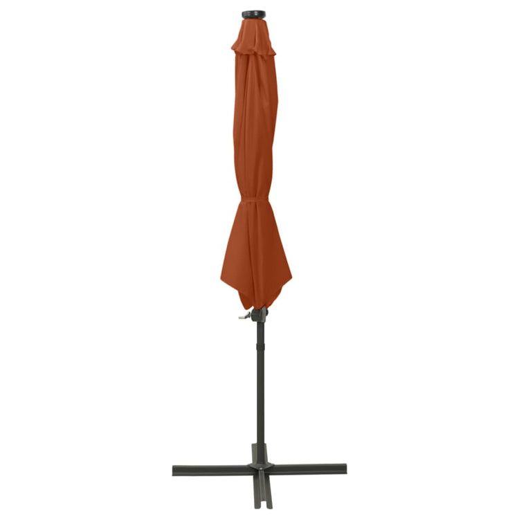 Vidaxl Parasol flottant avec poteau et éclairage LED Couleur en terre cuite de 300 cm