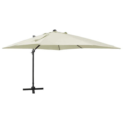 Vidaxl parasol flottant avec poteau et éclairage LED 300 cm de couleur sable