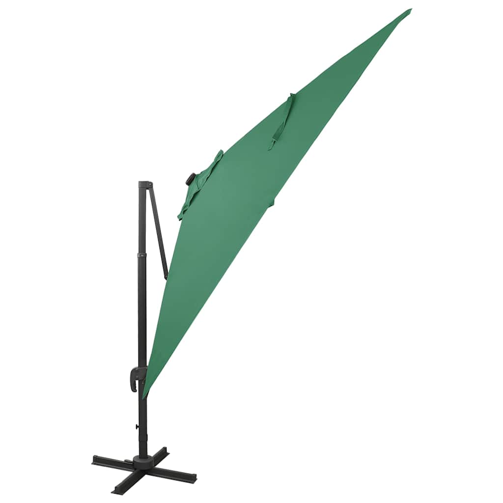 Vidaxl Parasol flottant avec poteau et éclairage LED 300 cm vert