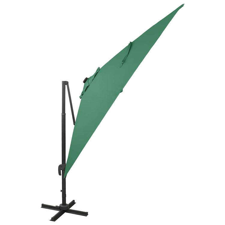 Vidaxl Parasol flottant avec poteau et éclairage LED 300 cm vert