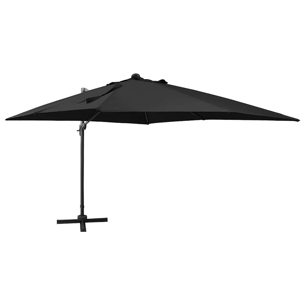 Vidaxl Parasol flottant avec poteau et éclairage LED 300 cm noir